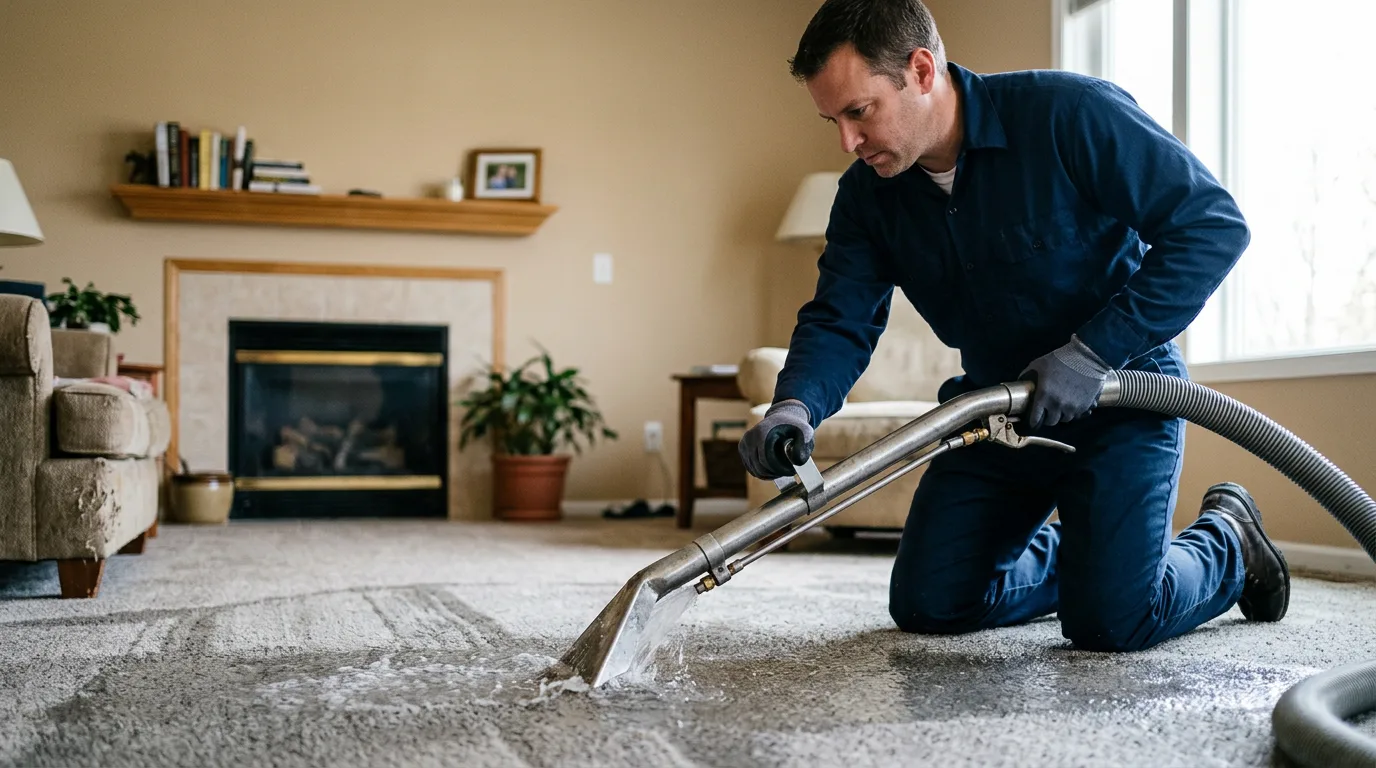 Water damage restoration technician working near Ware, MA